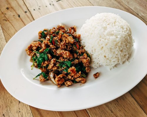 simple homemade Thai style meal on a table